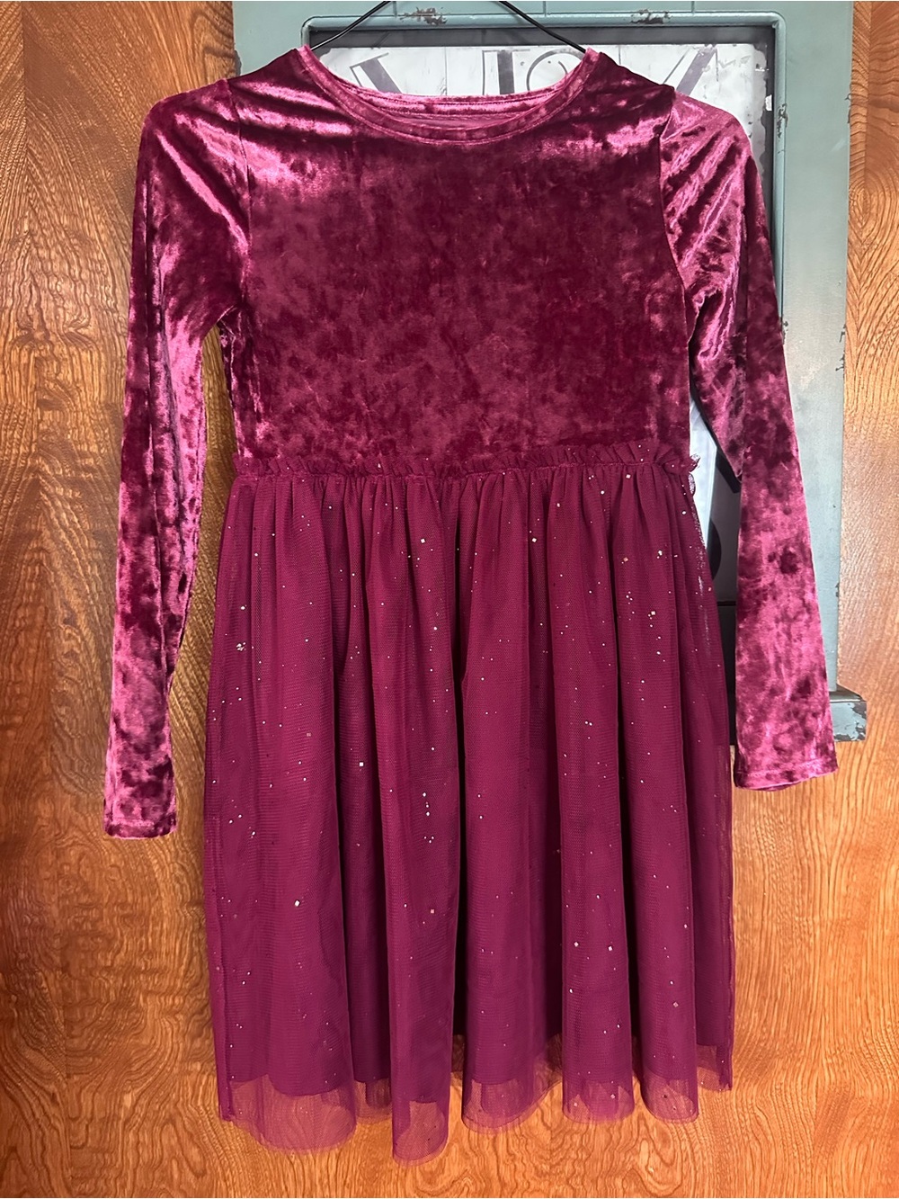 jumping beans Burgundy Velvet & Sparkle Tulle Dress
